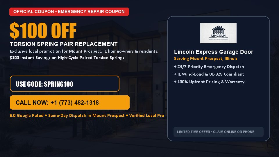 $100 OFF Dual High-Cycle Torsion Spring Replacement in Mount Prospect, IL - Lincoln Express Garage Door